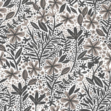 Cat Coquillette Porcelain Garden Grey Peel & Stick Wallpaper with Botanical Floral Motif - York RMK12383PLW