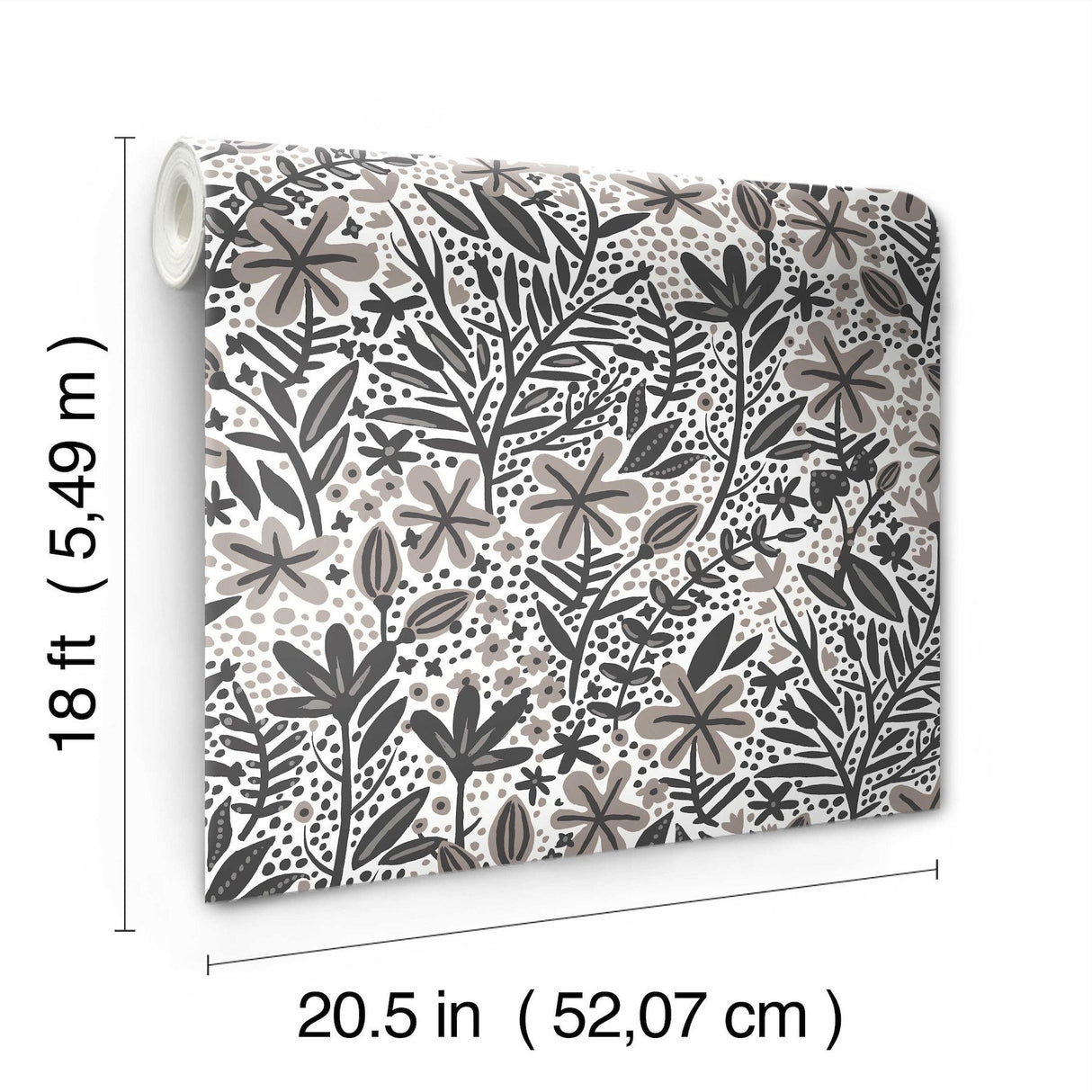 Cat Coquillette Porcelain Garden Grey Peel & Stick Wallpaper with Botanical Floral Motif - York RMK12383PLW