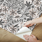 Cat Coquillette Porcelain Garden Grey Peel & Stick Wallpaper with Botanical Floral Motif - York RMK12383PLW