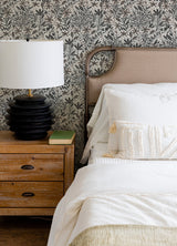 Cat Coquillette Porcelain Garden Grey Peel & Stick Wallpaper with Botanical Floral Motif - York RMK12383PLW