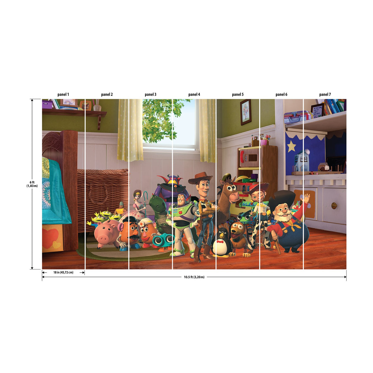 Toy Story Peel & Stick Wall Mural, Multicolor with Disney Graphics Novelty Kids Style - York RMK12385M