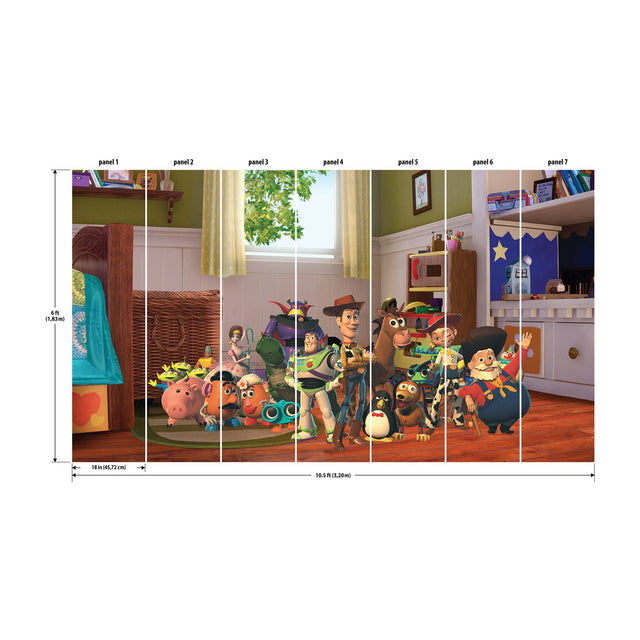 Toy Story Peel & Stick Wall Mural, Multicolor with Disney Graphics Novelty Kids Style - York RMK12385M