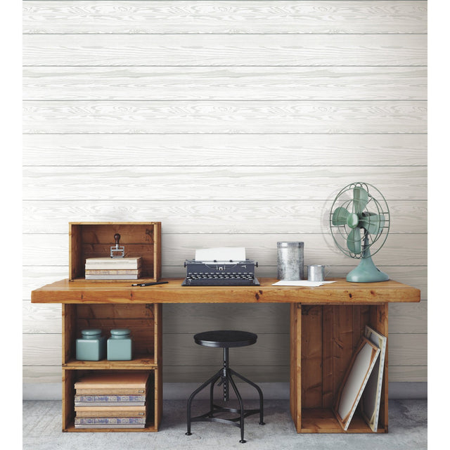 Raised Shiplap Grey Peel & Stick Wallpaper with Raised Ink Texture - York RMK12386PL