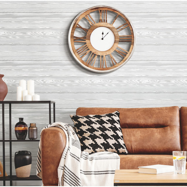 Raised Shiplap Grey Peel & Stick Wallpaper