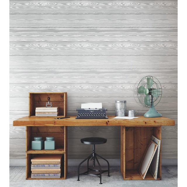 Raised Shiplap Grey Peel & Stick Wallpaper