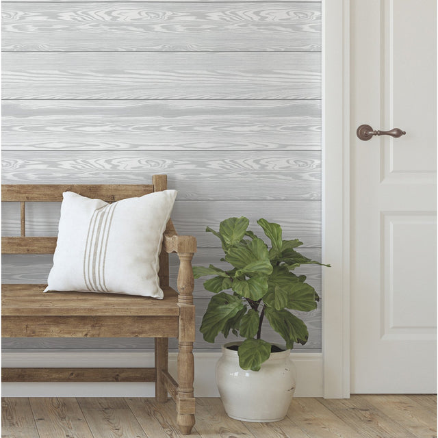 Raised Shiplap Grey Peel & Stick Wallpaper