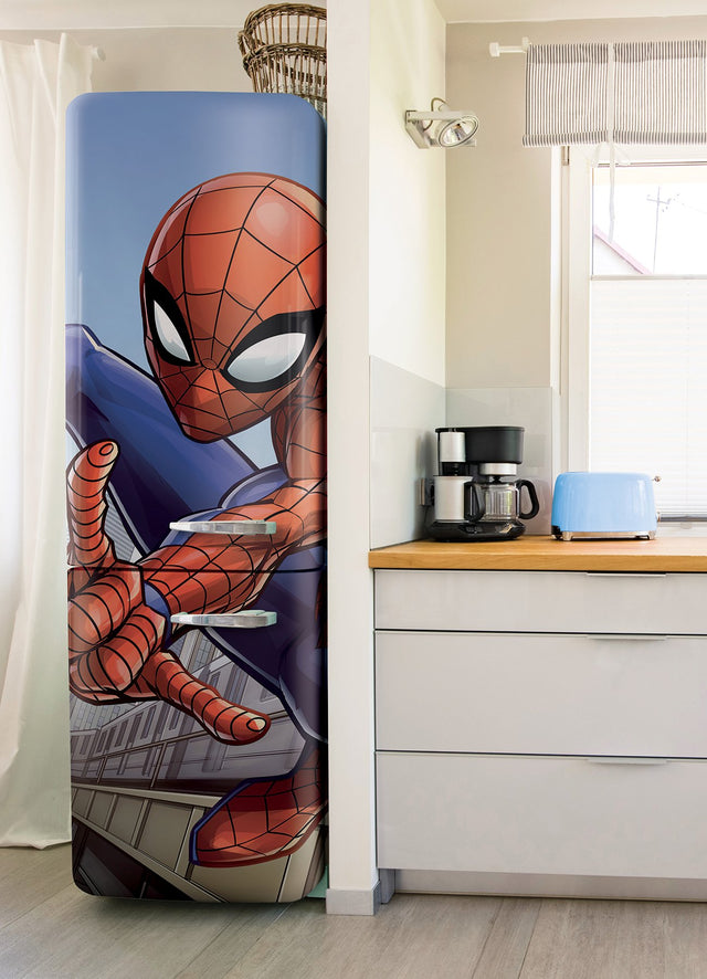 Marvel Spider-Man Blue Peel & Stick Wall Mural with Cityscape Comic Motif - York RMK12390M