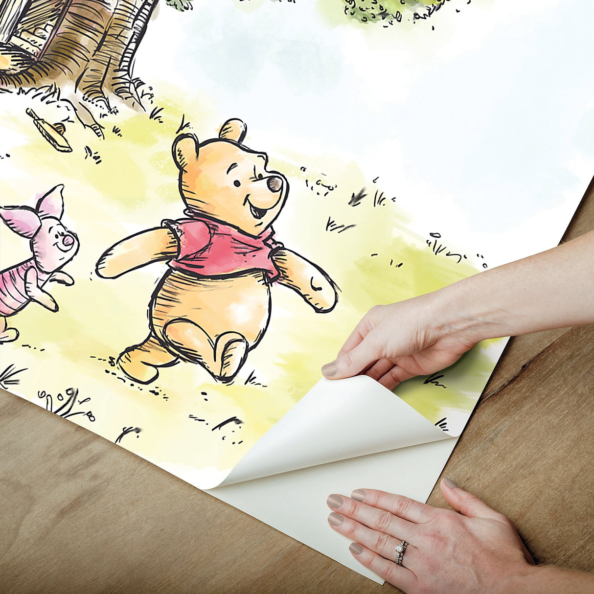 Disneys Winnie the Pooh Watercolor Multicolor Peel & Stick Wall Mural with Kids Licensed Novelty Style - York RMK12391M