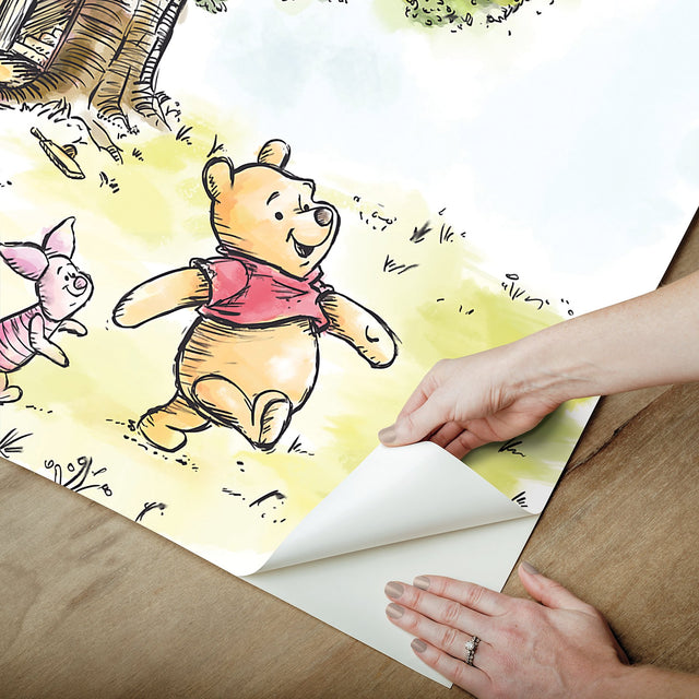 Disneys Winnie the Pooh Watercolor Multicolor Peel & Stick Wall Mural with Kids Licensed Novelty Style - York RMK12391M