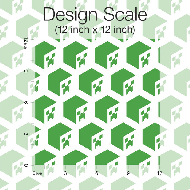 Minecraft Creeper Face Green Peel & Stick Wallpaper with Geometric Creeper Motif - York RMK12395RL