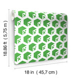 Minecraft Creeper Face Green Peel & Stick Wallpaper with Geometric Creeper Motif - York RMK12395RL