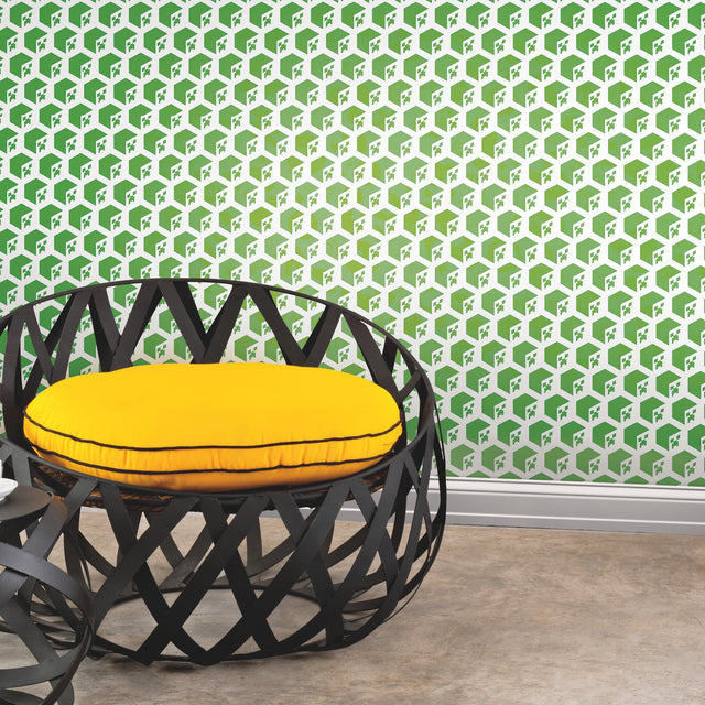 Minecraft Creeper Face Green Peel & Stick Wallpaper with Geometric Creeper Motif - York RMK12395RL