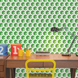 Minecraft Creeper Face Green Peel & Stick Wallpaper with Geometric Creeper Motif - York RMK12395RL