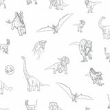 Jurassic World Dinosaurs Black Peel & Stick Wallpaper with Novelty Line-Art Dinosaur Pattern, Whimsical Licensed Style - York RMK12398RL
