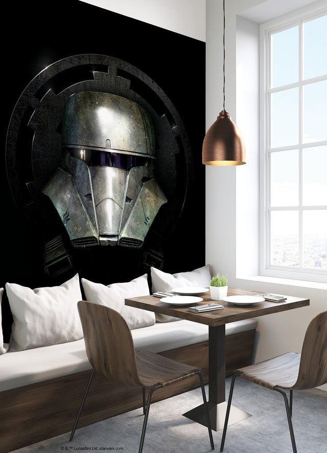 Star Wars Mandalorian Helmet Grey Peel & Stick Wall Mural with Novelty Kids Style - York RMK12399M