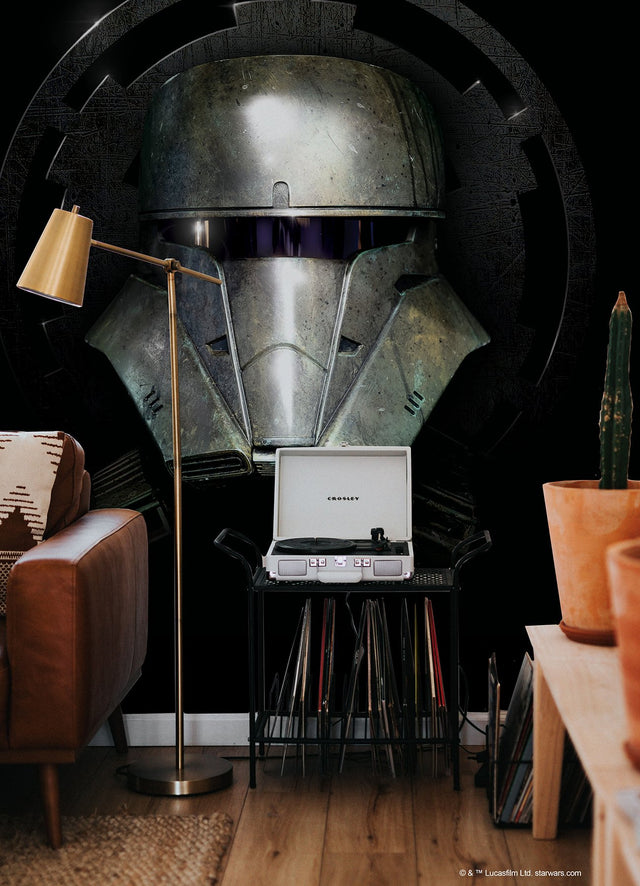 Star Wars Mandalorian Helmet Grey Peel & Stick Wall Mural with Novelty Kids Style - York RMK12399M