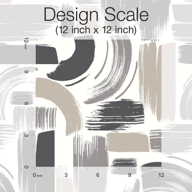 Modern Brushstrokes Grey Peel & Stick Wallpaper with Abstract Brushstroke Pattern - York RMK12414RL