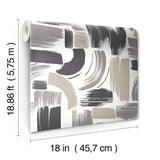 Modern Brushstrokes Grey Peel & Stick Wallpaper with Abstract Brushstroke Pattern - York RMK12414RL