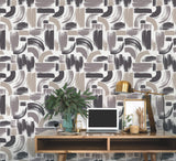Modern Brushstrokes Grey Peel & Stick Wallpaper with Abstract Brushstroke Pattern - York RMK12414RL