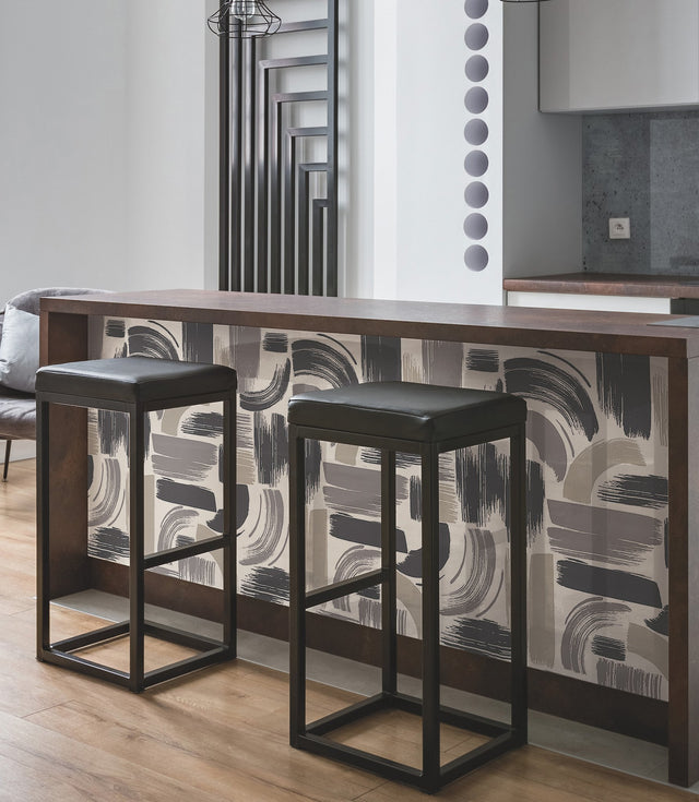 Modern Brushstrokes Grey Peel & Stick Wallpaper with Abstract Brushstroke Pattern - York RMK12414RL