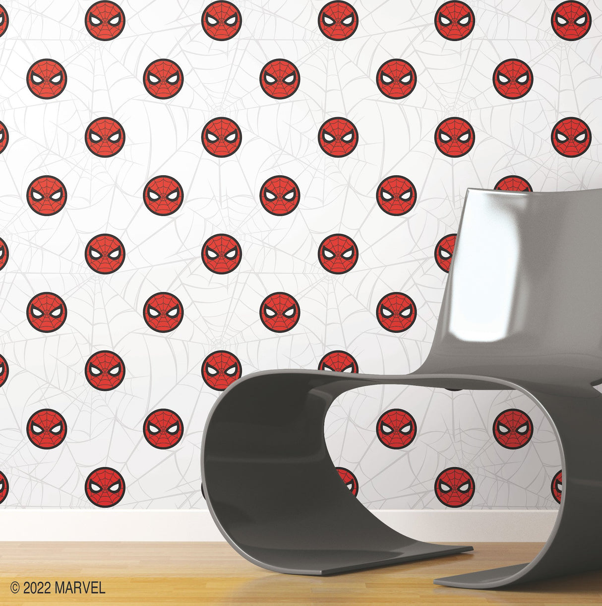 Spider-Man Icon Red Peel & Stick Wallpaper with Matte White Web Motif - York RMK12421RL