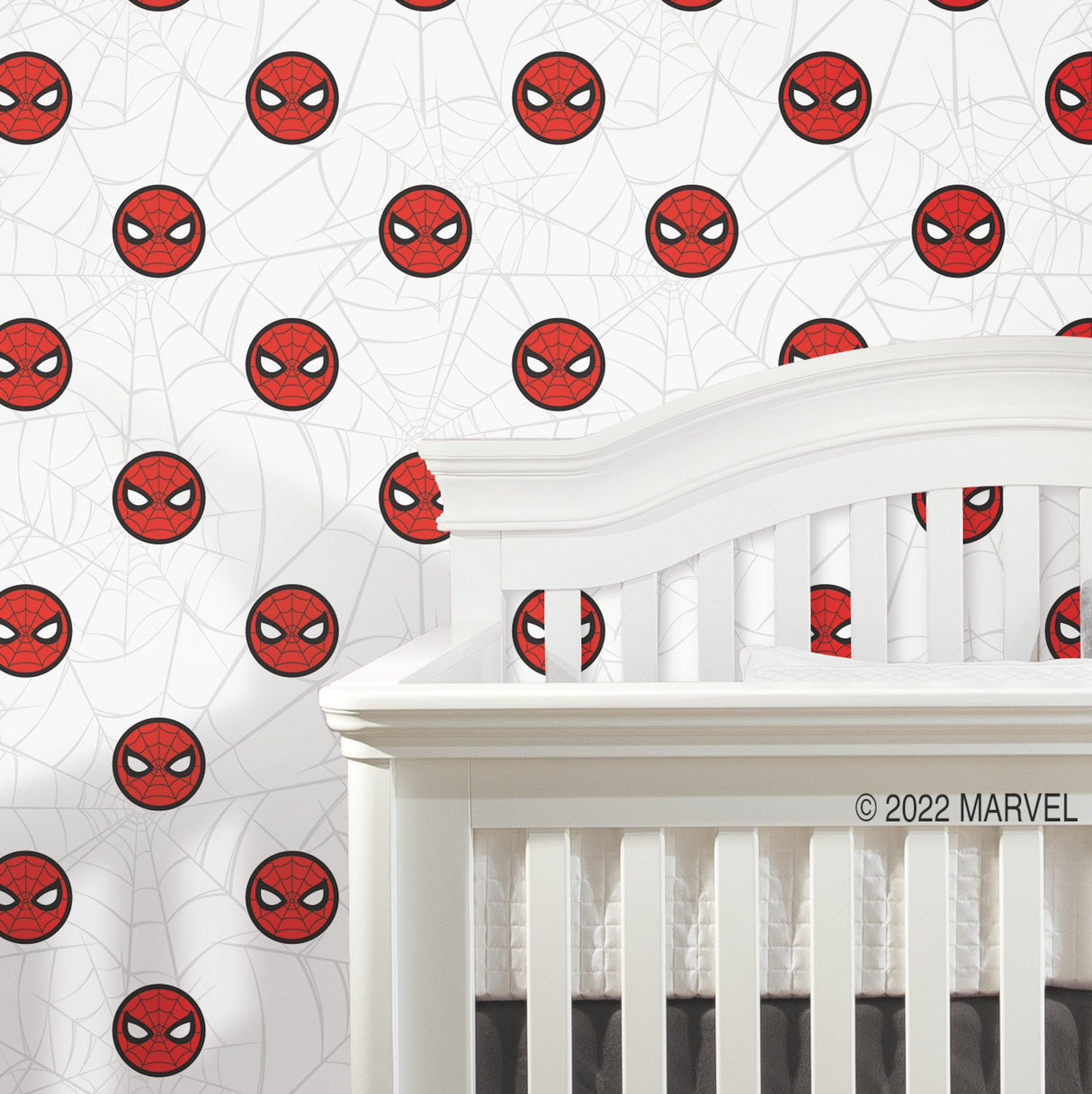 Spider-Man Icon Red Peel & Stick Wallpaper with Matte White Web Motif - York RMK12421RL