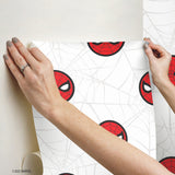 Spider-Man Icon Red Peel & Stick Wallpaper with Matte White Web Motif - York RMK12421RL