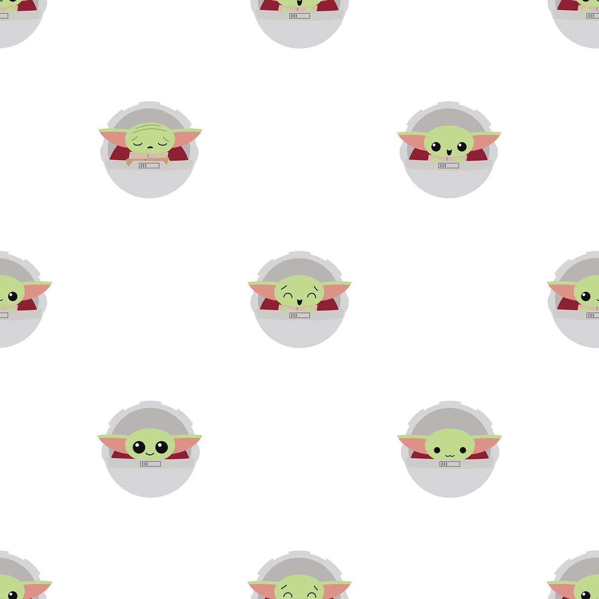 Grogu Green Peel & Stick Wallpaper with Novelty Kids Pattern - York RMK12422RL