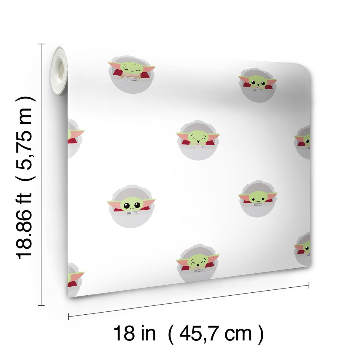 Grogu Green Peel & Stick Wallpaper with Novelty Kids Pattern - York RMK12422RL