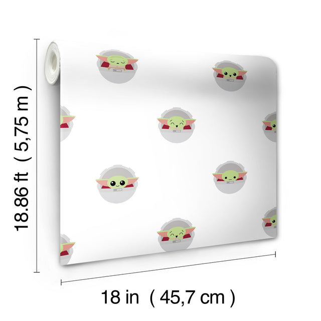 Grogu Green Peel & Stick Wallpaper with Novelty Kids Pattern - York RMK12422RL