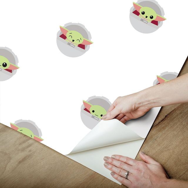 Grogu Green Peel & Stick Wallpaper with Novelty Kids Pattern - York RMK12422RL