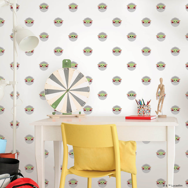 Grogu Green Peel & Stick Wallpaper with Novelty Kids Pattern - York RMK12422RL