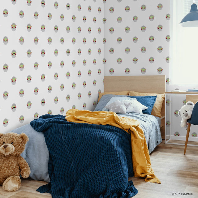 Grogu Green Peel & Stick Wallpaper with Novelty Kids Pattern - York RMK12422RL