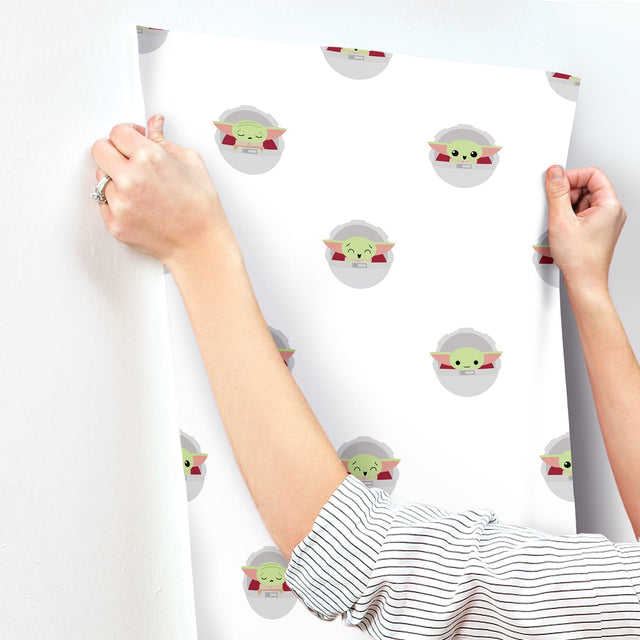 Grogu Green Peel & Stick Wallpaper with Novelty Kids Pattern - York RMK12422RL