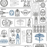 Star Wars Pictogram Grey Peel & Stick Vinyl Wallpaper with Novelty Kids Style - York RMK12427RL