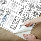 Star Wars Pictogram Grey Peel & Stick Vinyl Wallpaper with Novelty Kids Style - York RMK12427RL