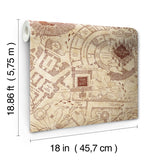 Harry Potter Marauder's Map Sepia Peel & Stick Wallpaper with Vintage Map Motif - York RMK12435RL