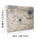 Harry Potter Marauder's Map Blue Peel & Stick Wallpaper with Novelty Kids Pattern - York RMK12436RL