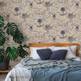 Harry Potter Marauder's Map Blue Peel & Stick Wallpaper with Novelty Kids Pattern - York RMK12436RL