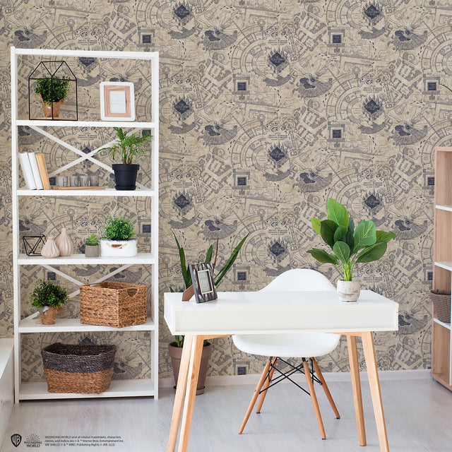 Harry Potter Marauder's Map Blue Peel & Stick Wallpaper with Novelty Kids Pattern - York RMK12436RL