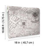 Harry Potter Marauder's Map Grey Peel & Stick Vinyl Wallpaper with Novelty Kids Style - York RMK12437RL