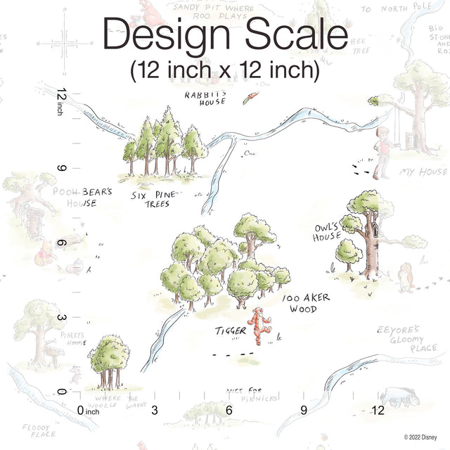 Winnie The Pooh 100 Acre Wood Map Multicolor Peel & Stick Wallpaper with Licensed Disney Map Motif - York RMK12440RL