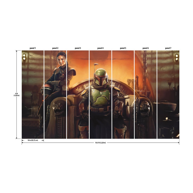 The Book Of Boba Fett Brown Peel & Stick Wall Mural with Novelty Modern Style - York RMK12441M