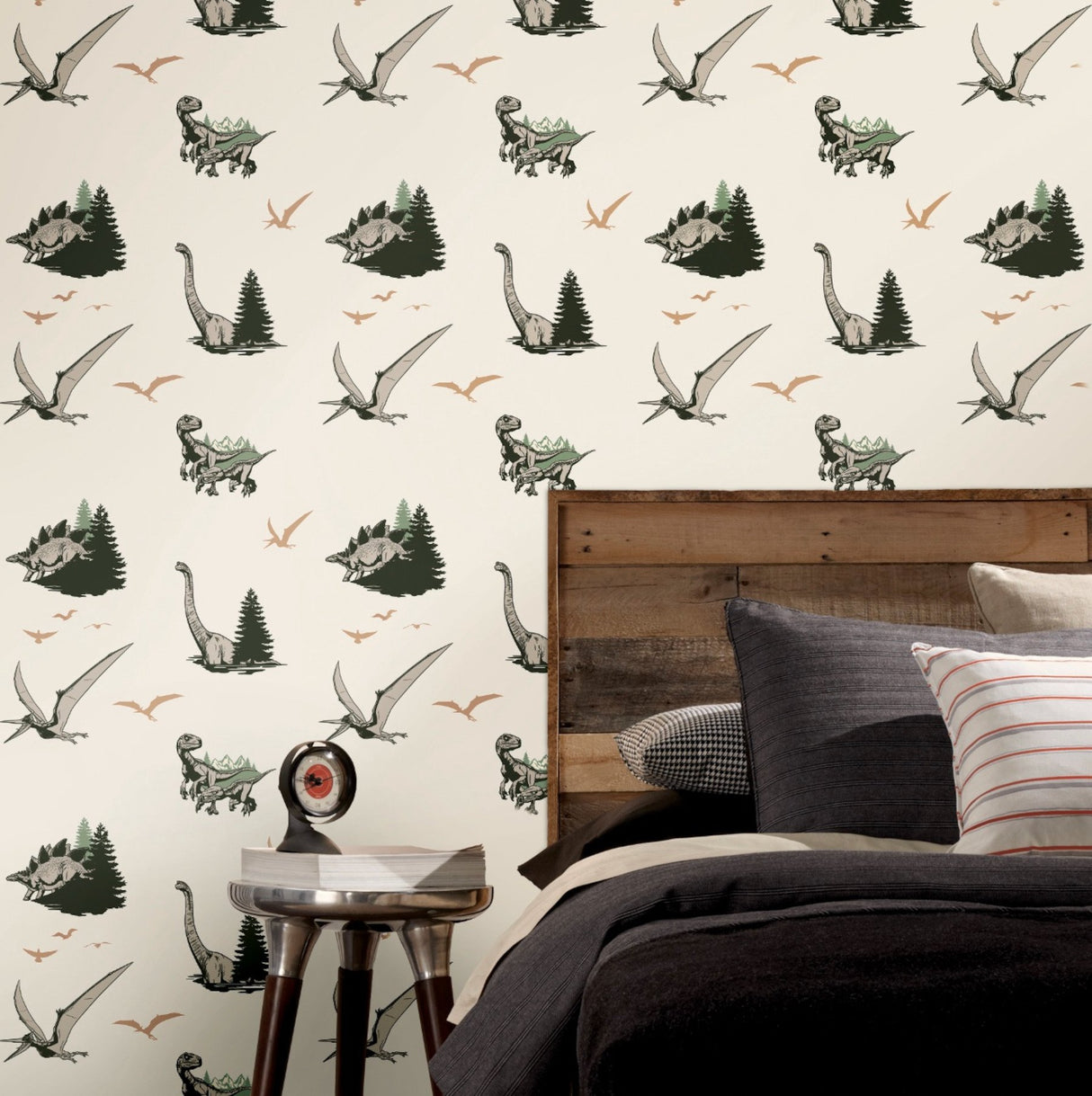 Jurassic World: Dominion Vintage Dinosaurs Green Peel & Stick Wallpaper with Novelty Whimsical Pattern - York RMK12447RL