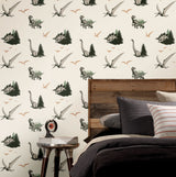 Jurassic World: Dominion Vintage Dinosaurs Green Peel & Stick Wallpaper with Novelty Whimsical Pattern - York RMK12447RL