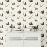 Jurassic World: Dominion Vintage Dinosaurs Green Peel & Stick Wallpaper with Novelty Whimsical Pattern - York RMK12447RL