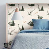 Jurassic World: Dominion Vintage Dinosaurs Green Peel & Stick Wallpaper with Novelty Whimsical Pattern - York RMK12447RL