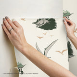 Jurassic World: Dominion Vintage Dinosaurs Green Peel & Stick Wallpaper with Novelty Whimsical Pattern - York RMK12447RL