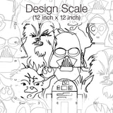 Star Wars Saga Line Sketches Black Peel & Stick Wallpaper with Licensed Star Wars Classic Line-Drawing Pattern - York RMK12451PL