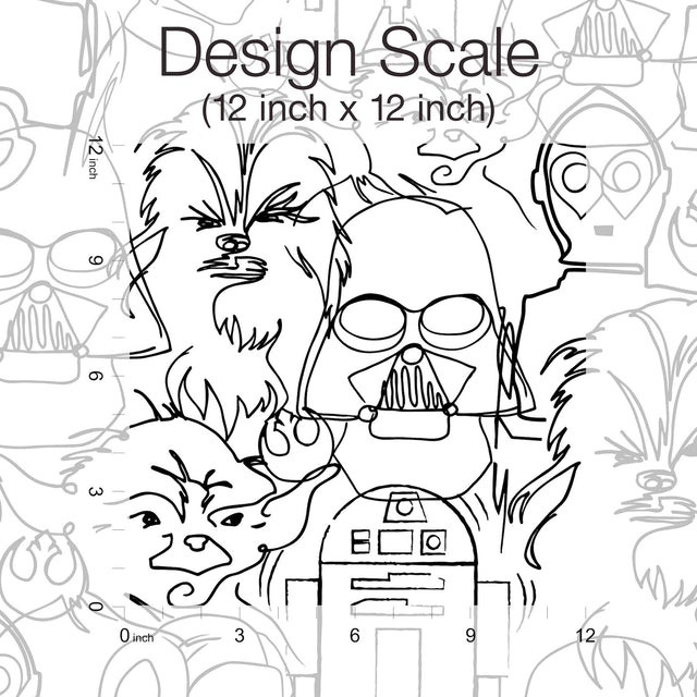 Star Wars Saga Line Sketches Black Peel & Stick Wallpaper with Licensed Star Wars Classic Line-Drawing Pattern - York RMK12451PL